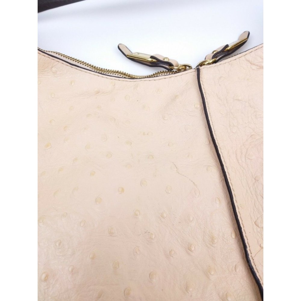 G.I.L.I. QVC Cream Ostrich Leather XL Hobo Bag - Picture 4 of 10